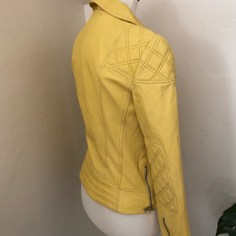 Buttery soft yellow moto jacket; Needle & Thread - Picture 3 of 6